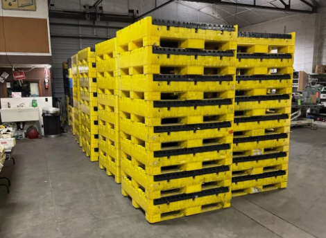 Collapsible bulk containers in stock ready to ship — 48x45 pallet containers