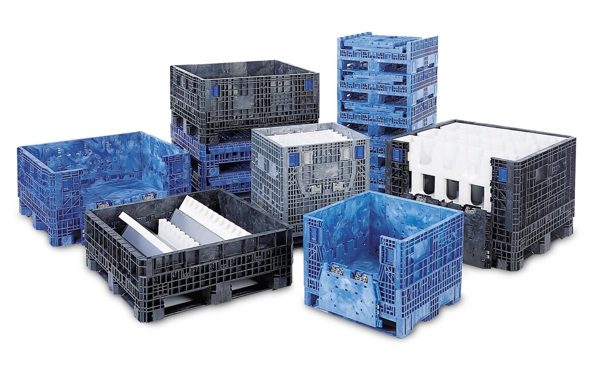 Collapsible bulk containers by footprint size 32x30 to 78x48