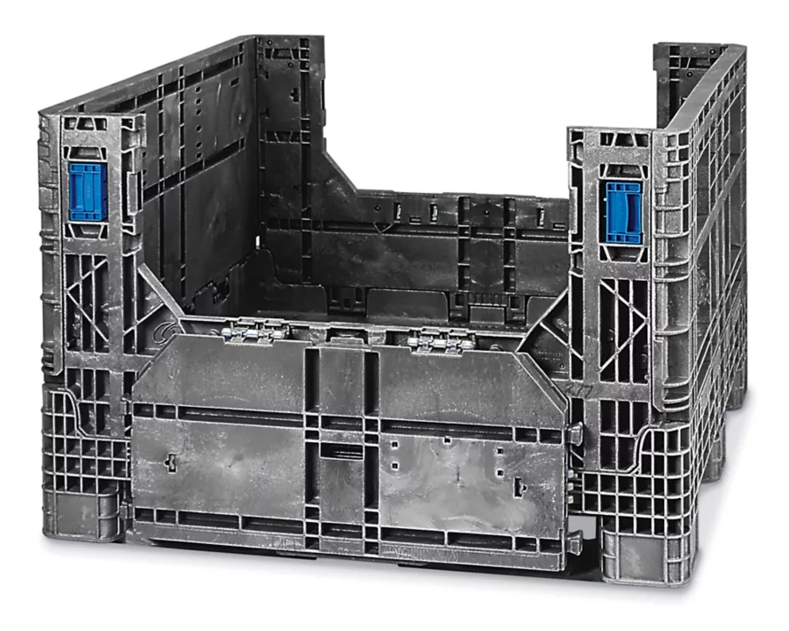 32x30 collapsible bulk container — automotive stampings, bearings, hardware, and dense industrial parts